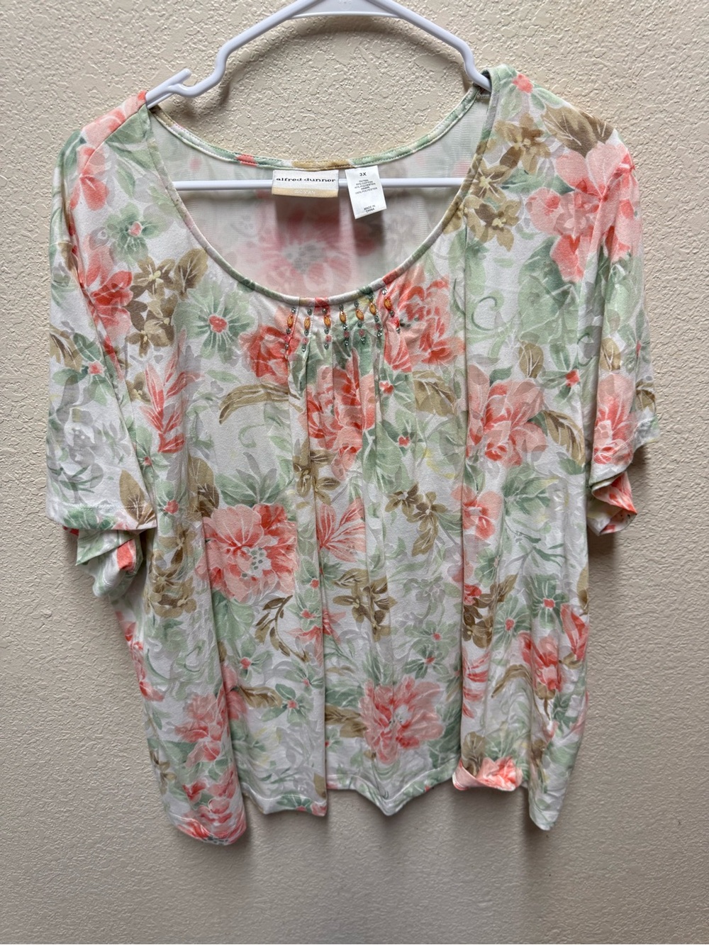 Women Alfred Dunner Floral Top In A Plus Size 3X Short Sleeve Blouse